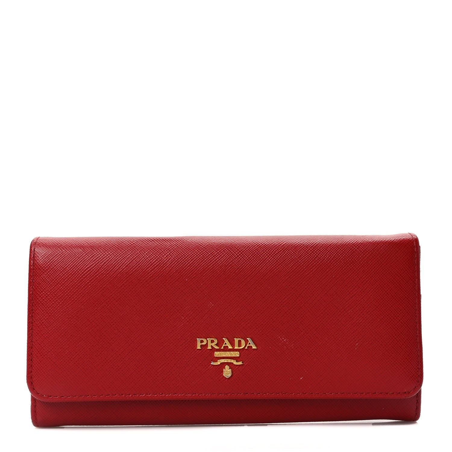 Prada Saffiano Metal Continental Flap Wallet Fuoco 1 of 9