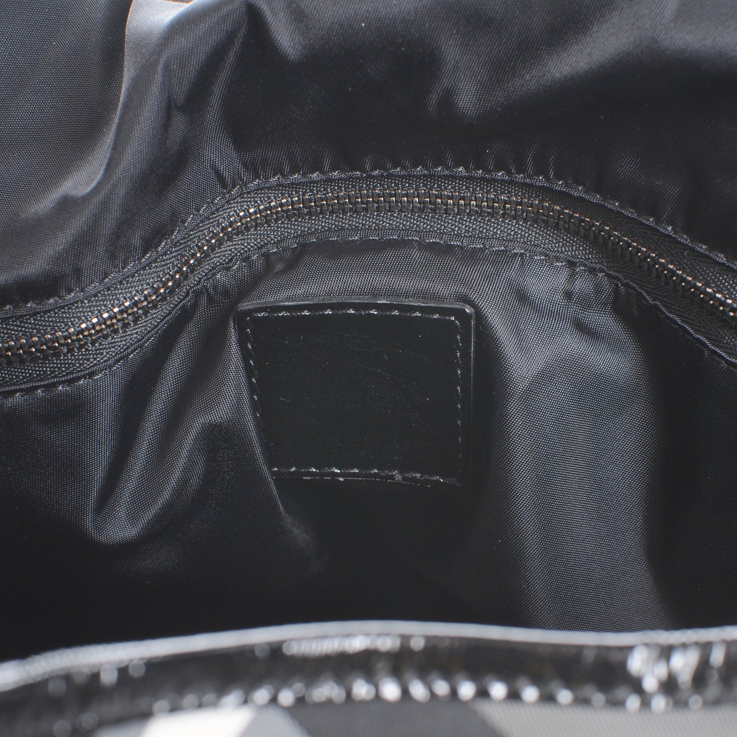 Patent Trim Smoked Check Tote Black