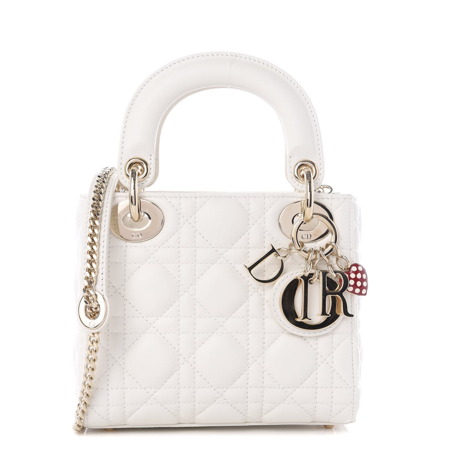 Lambskin Cannage Mini Lady Dior White
