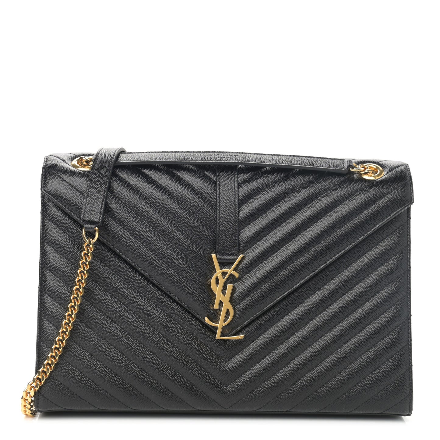 Grain De Poudre Matelasse Chevron Large Monogram Satchel Black