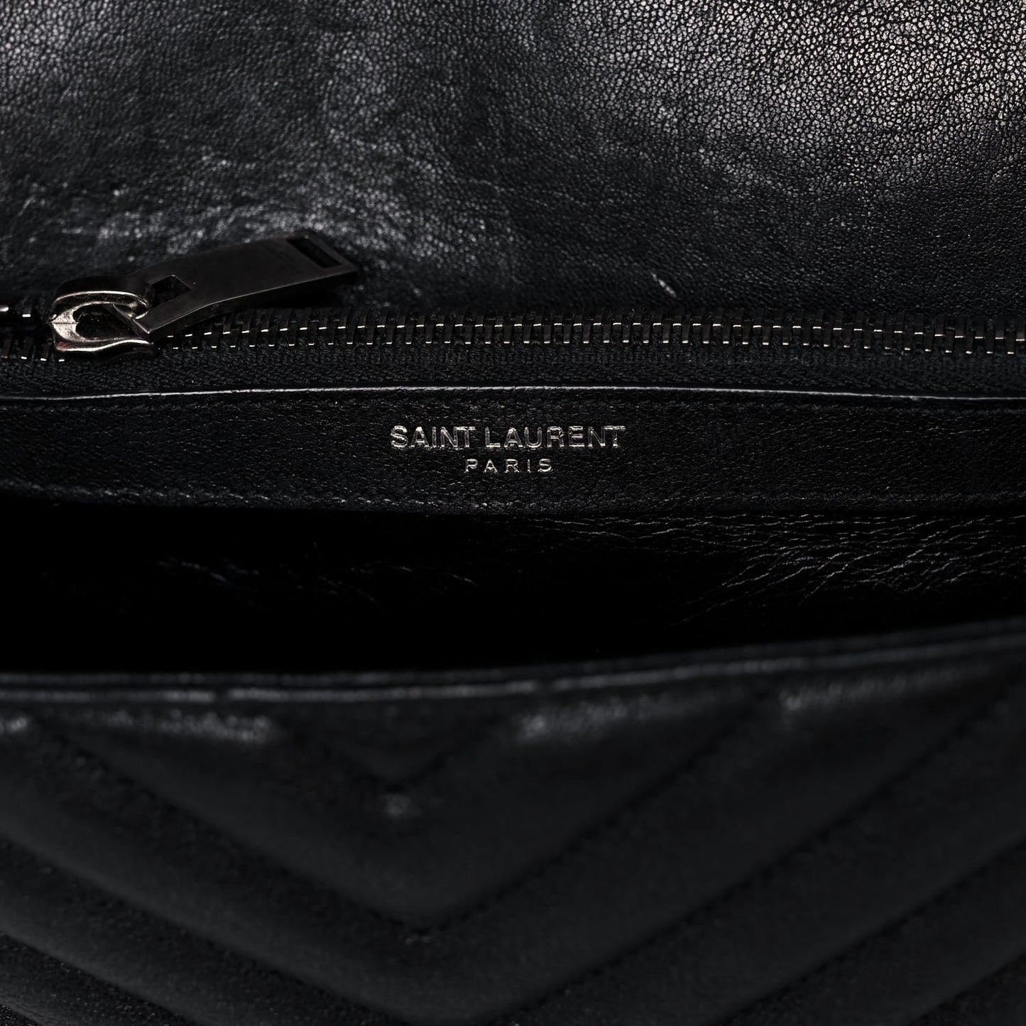 Sheepskin Matelasse Chevron Monogram Medium College Bag Black
