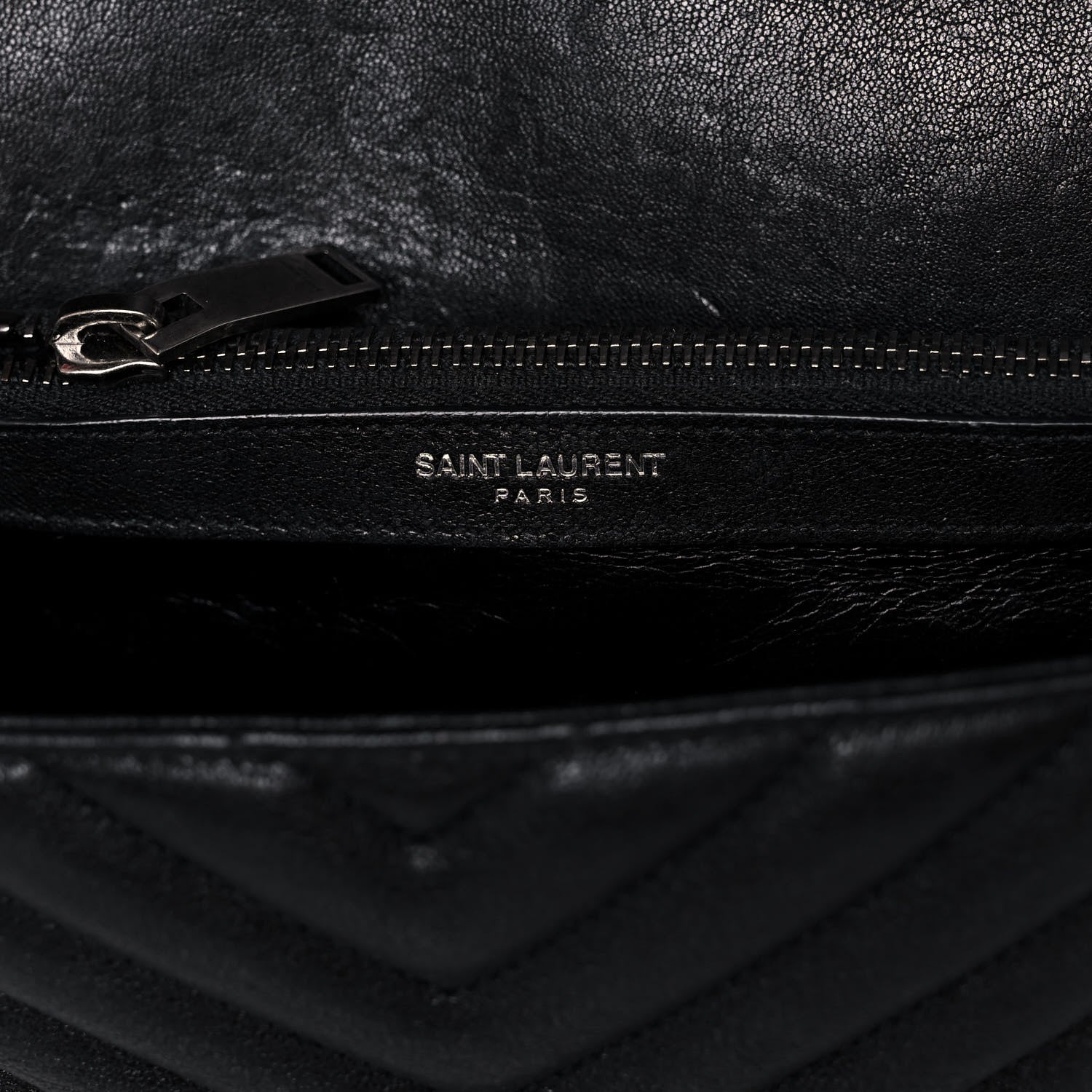 Saint Laurent Sheepskin Matelasse Chevron Monogram Medium College Bag Black 7 of 16