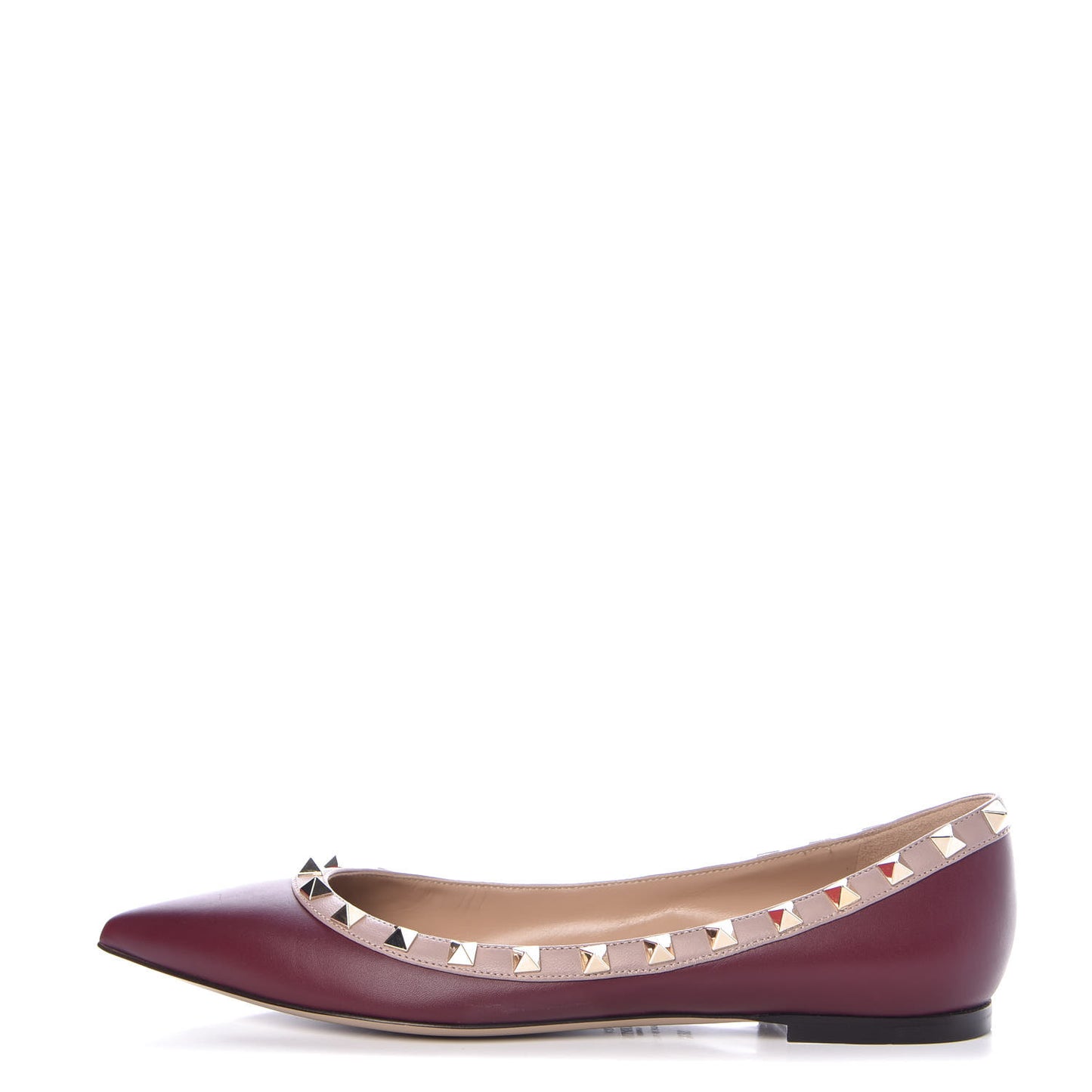 Nappa Rockstud Ballerina Flats 38.5 Rubin Poudre