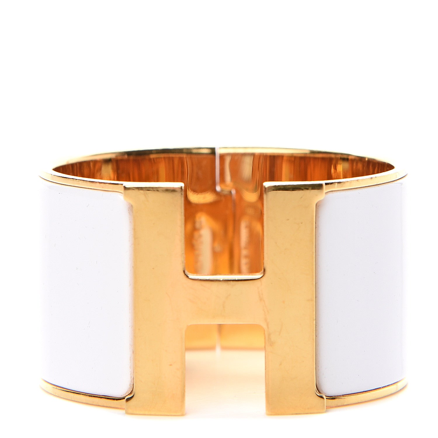 Hermes Enamel Extra Wide Clic Clac H Bracelet PM White 1 of 5