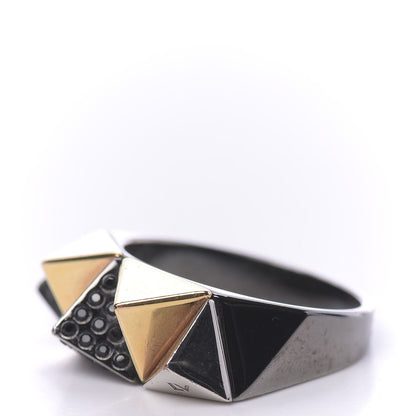 Louis Vuitton Metal Crystal Spiky Zig Zag Ring L Gold 3 of 5