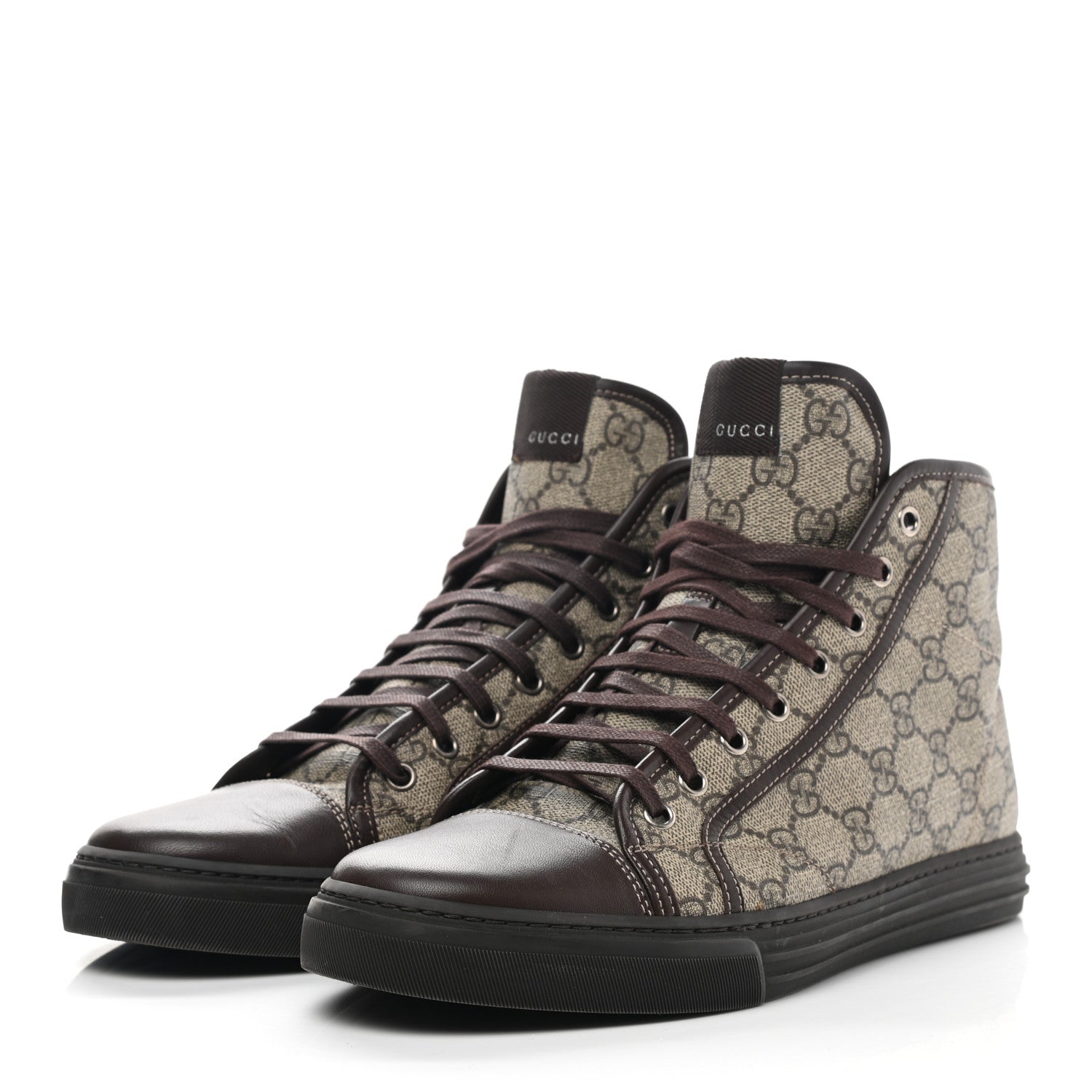 Gucci Monogram Mens High Top Sneaker 8.5 Dark Brown 3 of 10