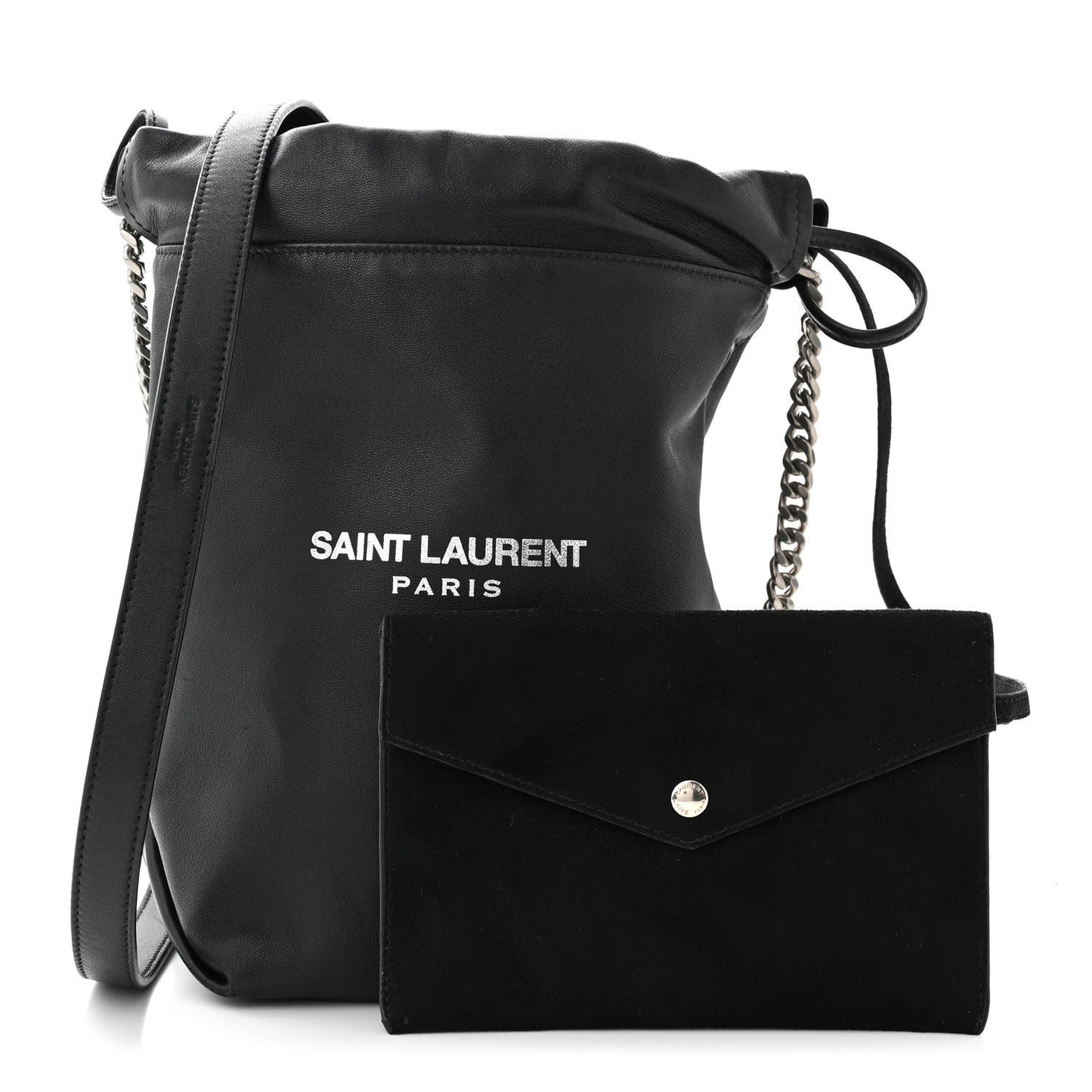 Lambskin Small Teddy Bucket Bag Black