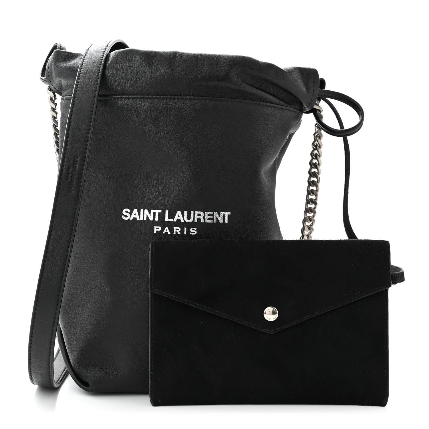 Saint Laurent Lambskin Small Teddy Bucket Bag Black 3 of 12