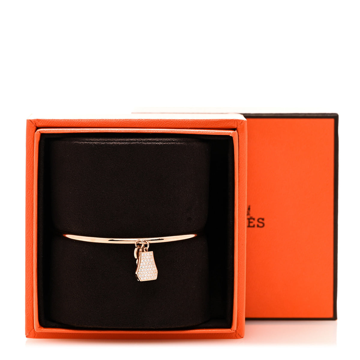 Hermes 18K Rose Gold Diamond Kelly Clochette Cuff Bracelet SH 4 of 4