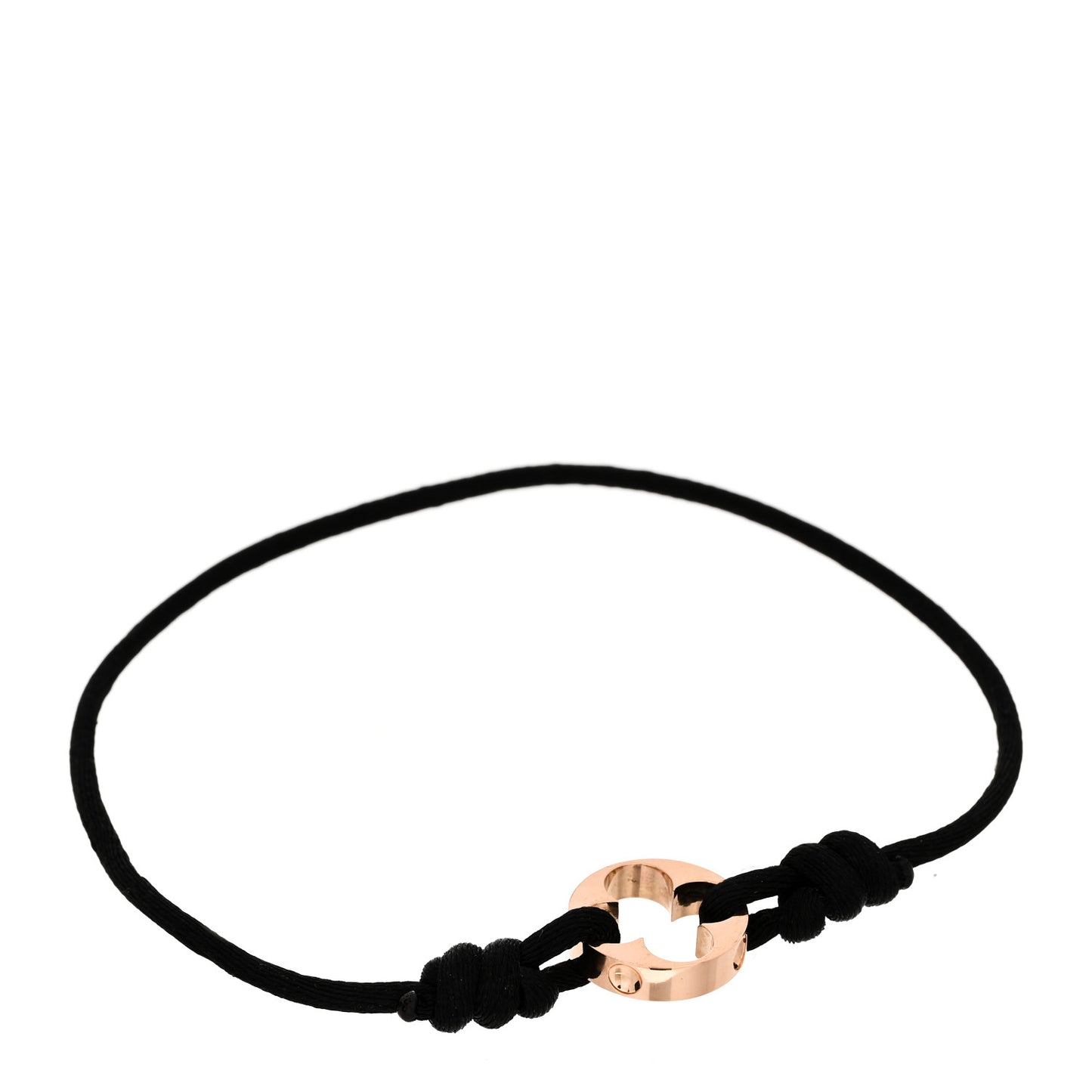 18K Pink Gold Empreinte Adjustable Cord Bracelet Black
