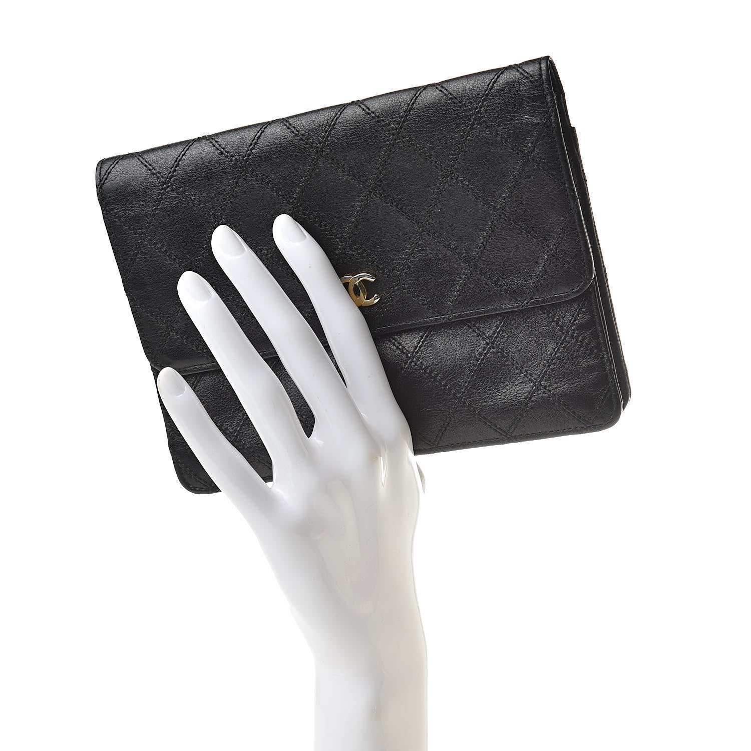 Chanel Lambskin Diamond Stitch Compact Pouch Black 2 of 13