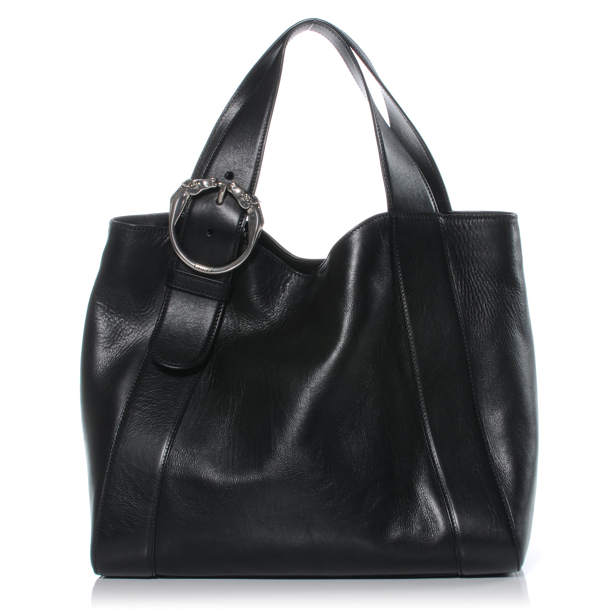 Gucci Leather Medium Ribot Horse Heads Tote Black 1 of 7