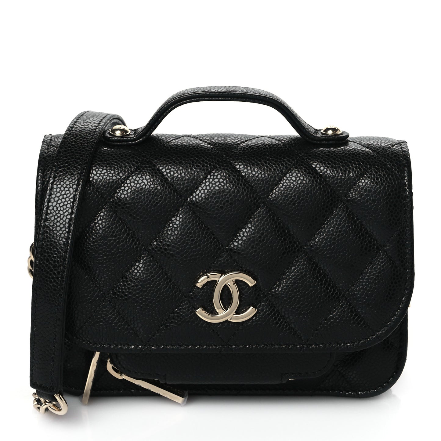 Caviar Quilted Business Affinity Clutch With Chain Black