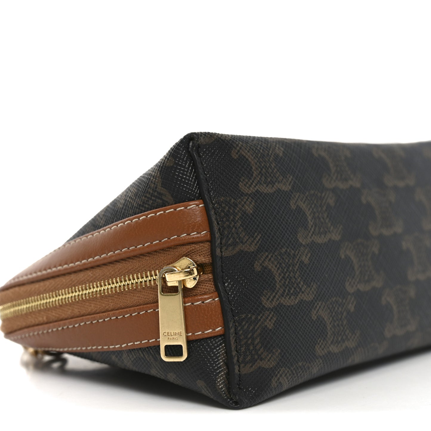Triomphe Canvas Lambskin Clutch On Chain Tan