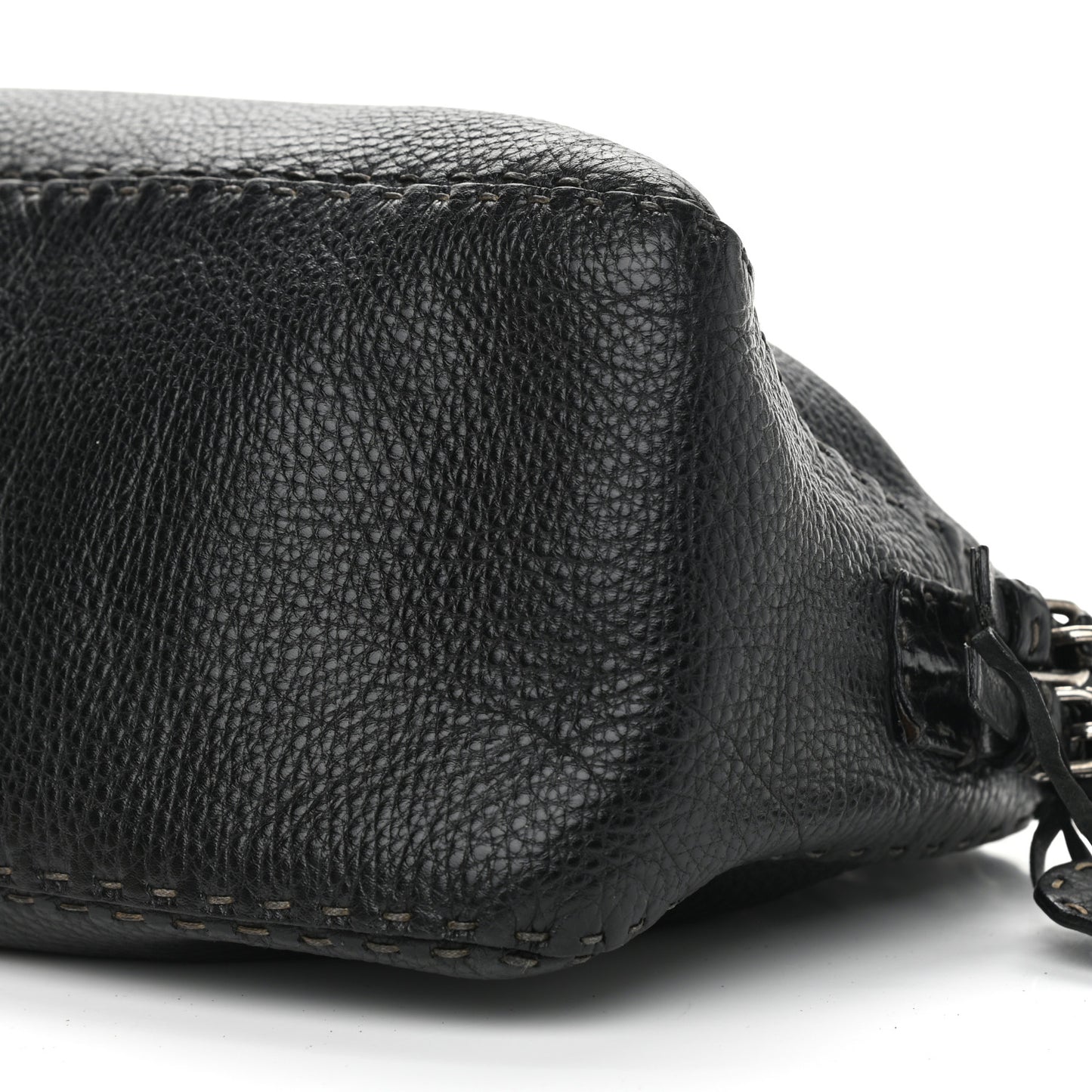 Calfskin Romano Selleria Chain Shoulder Bag Black