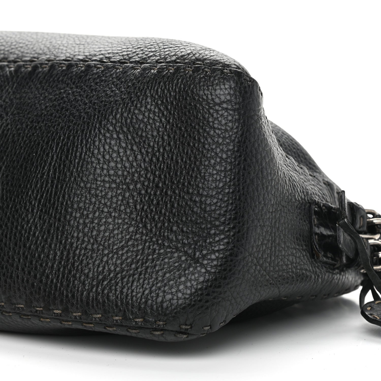 Fendi Calfskin Romano Selleria Chain Shoulder Bag Black 10 of 13