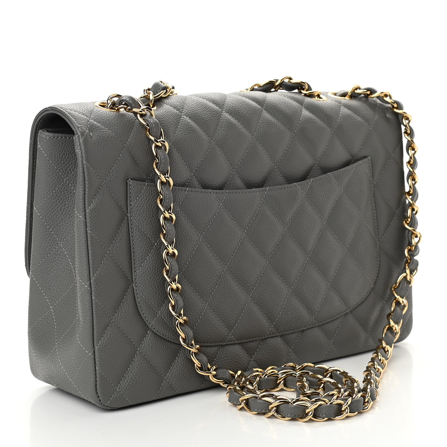 Chanel Caviar Quilted Jumbo Single Flap Grey 3 of 10