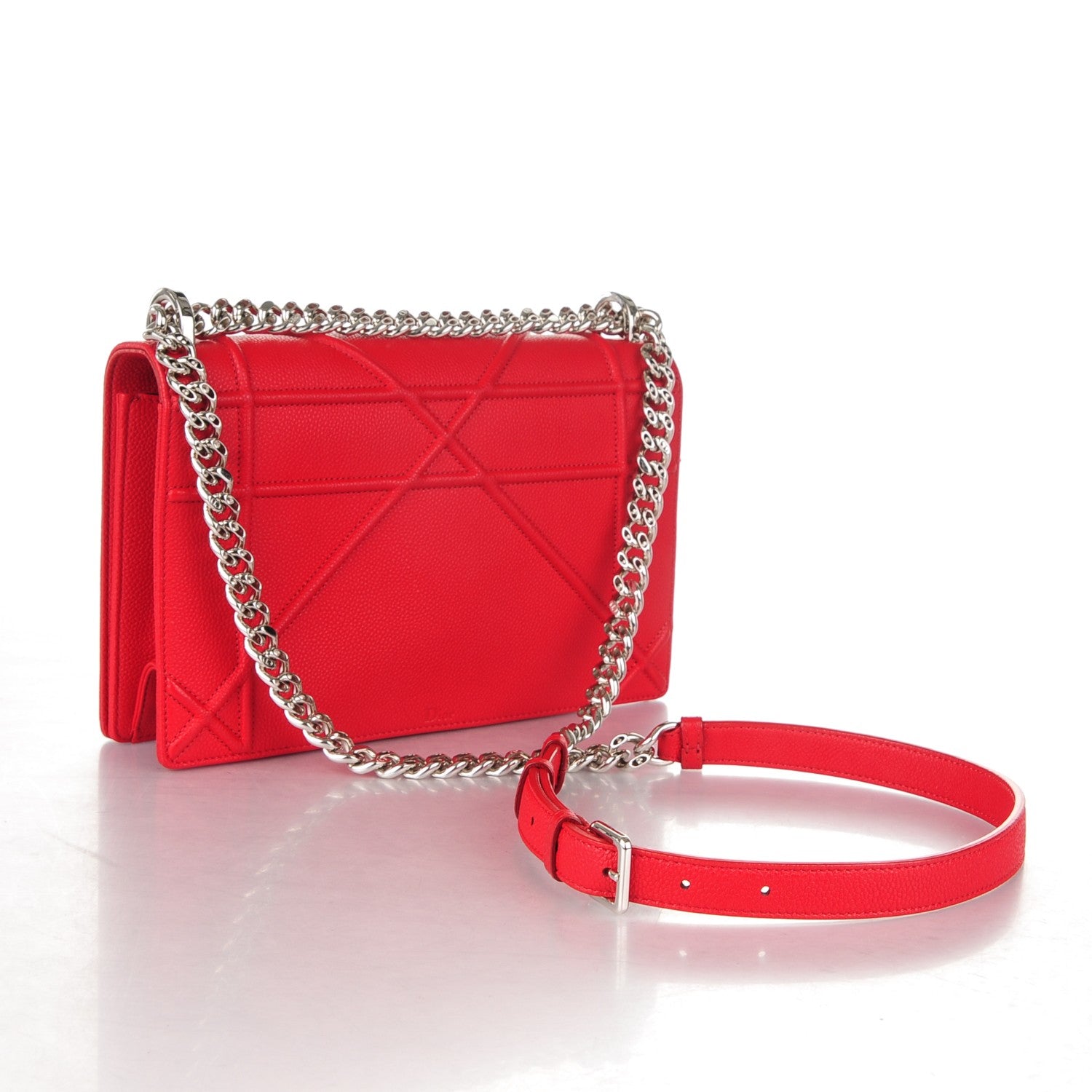 Christian Dior Grained Calfskin Medium Diorama Flap Bag Red 3 of 8