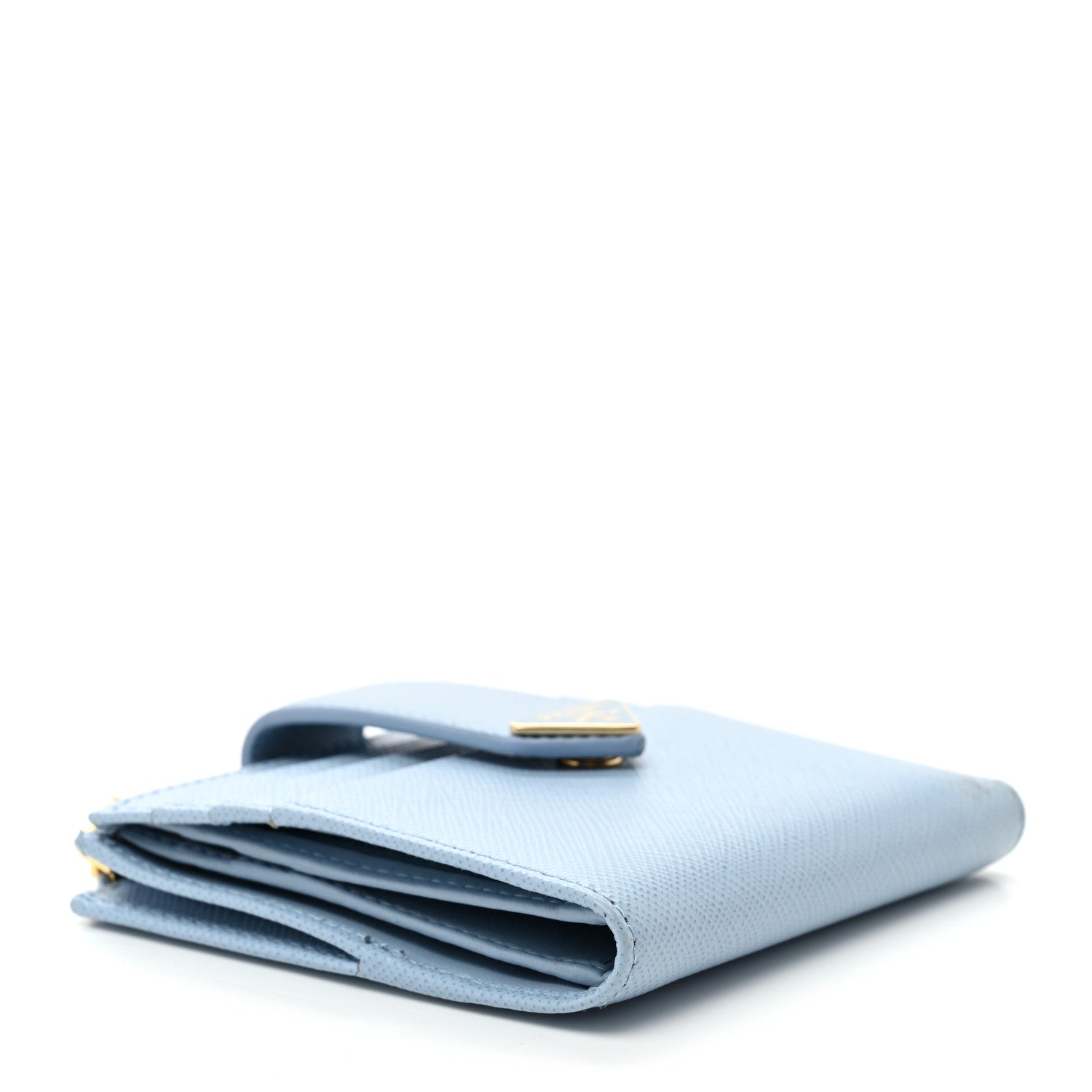 Prada Saffiano Small Triangle Wallet Light Blue 4 of 6