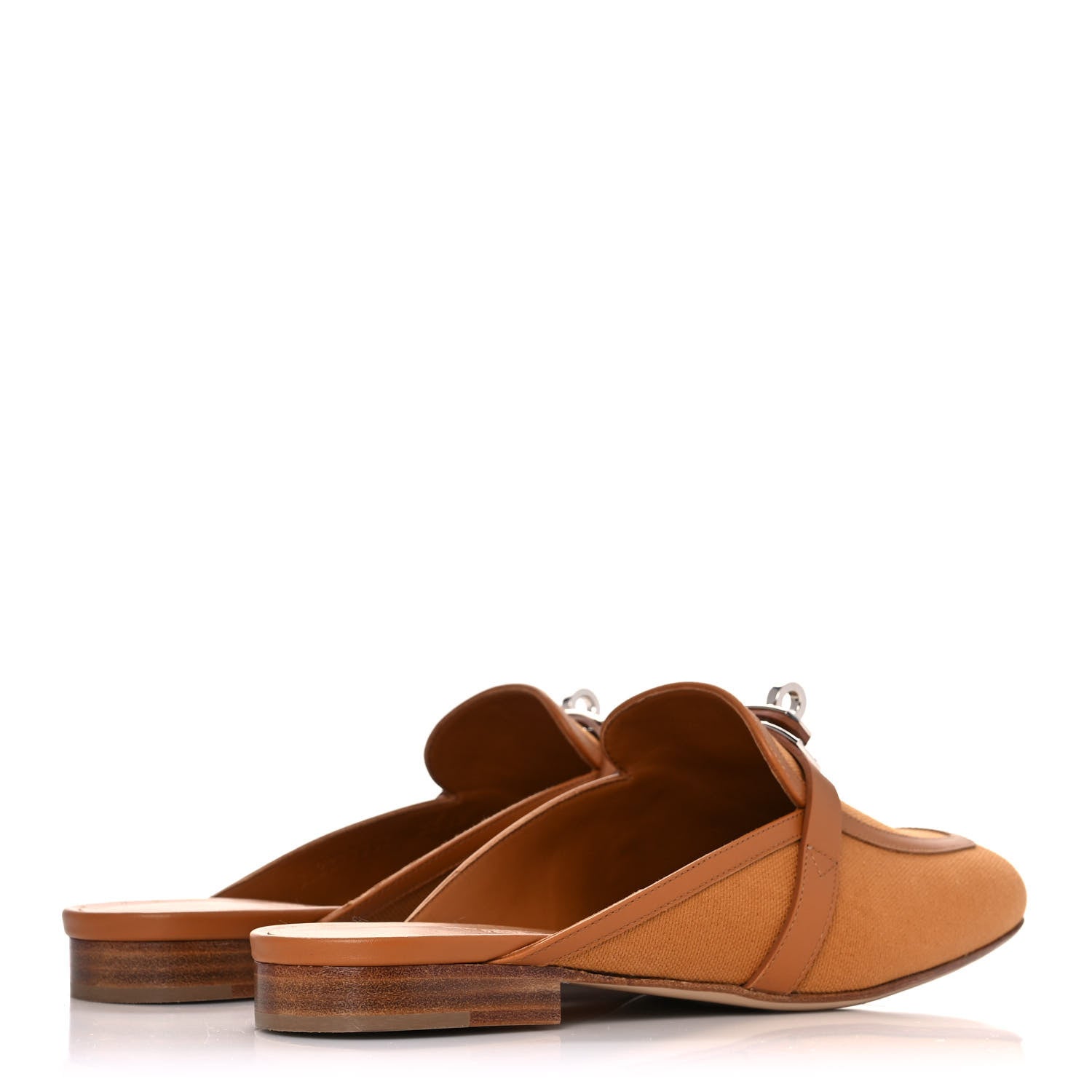 Hermes Cotton Canvas Calfskin Oz Mules 38 Naturel Beige Dore 4 of 9
