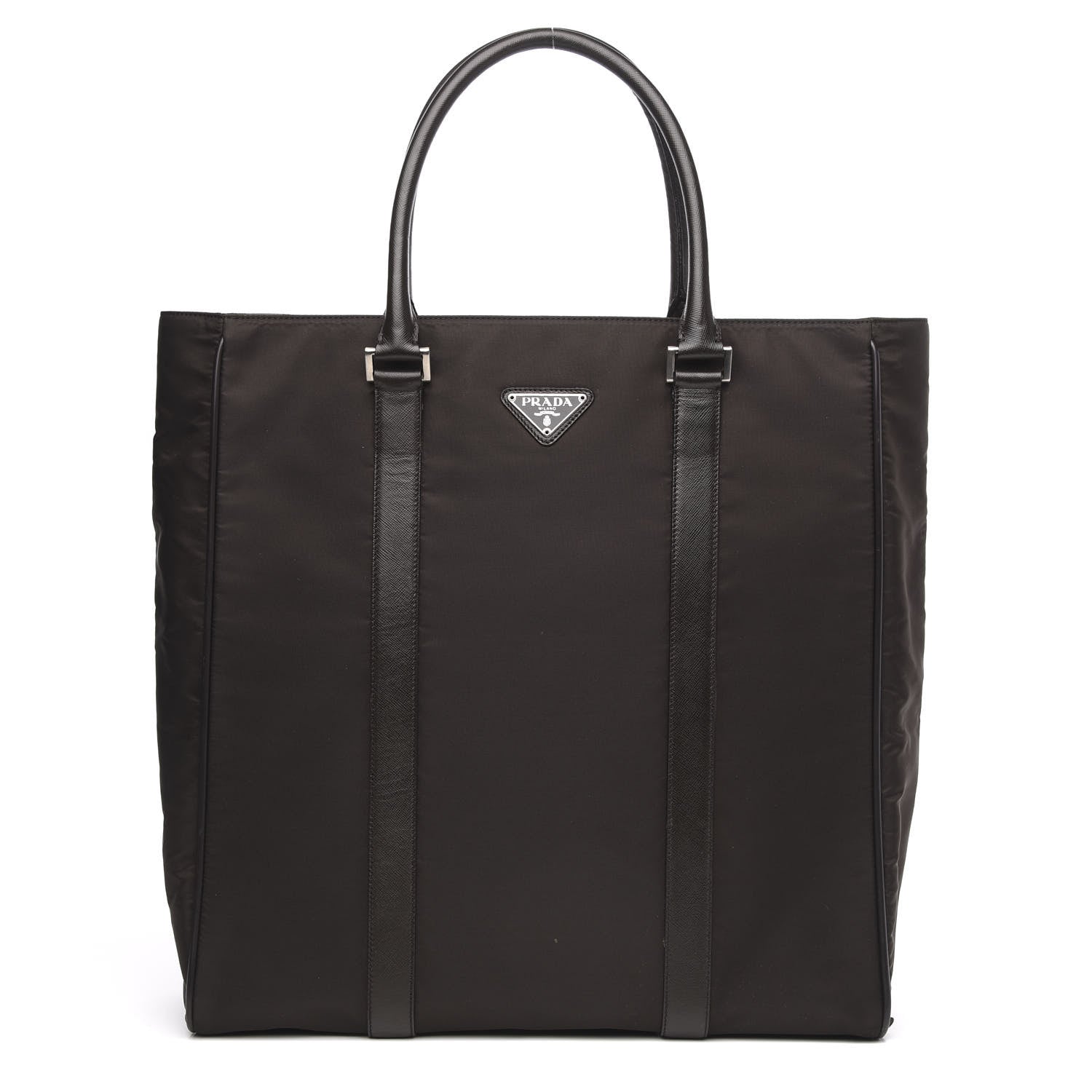 Prada Tessuto Nylon Saffiano Tote Brown 1 of 13