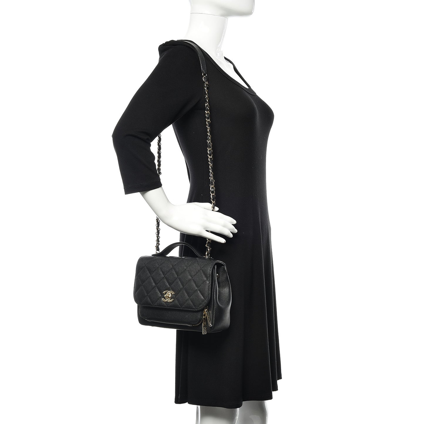 Caviar Quilted Small Business Affinity Flap Black