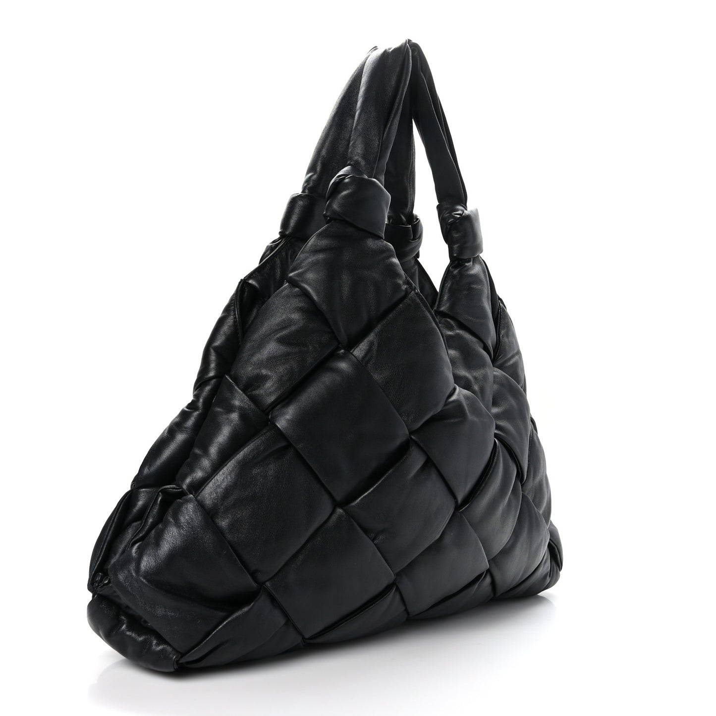 Nappa Intrecciato Maxi Padded Lock Large Shoulder Bag Black