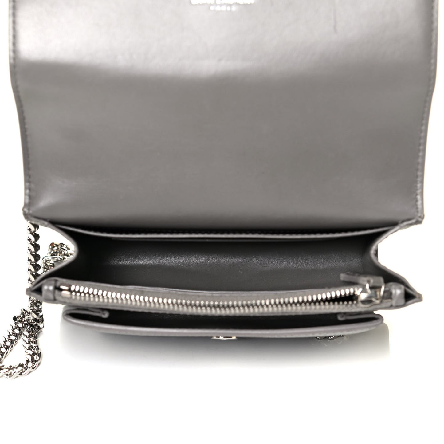 Calfskin Crocodile Embossed Monogram Sunset Chain Wallet Fog