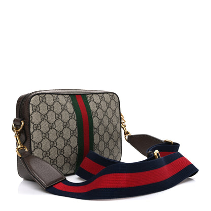 Gucci GG Supreme Monogram Textured Dollar Calfskin Web Ophidia Wristlet Shoulder Bag Beige Ebony New Acero 3 of 10