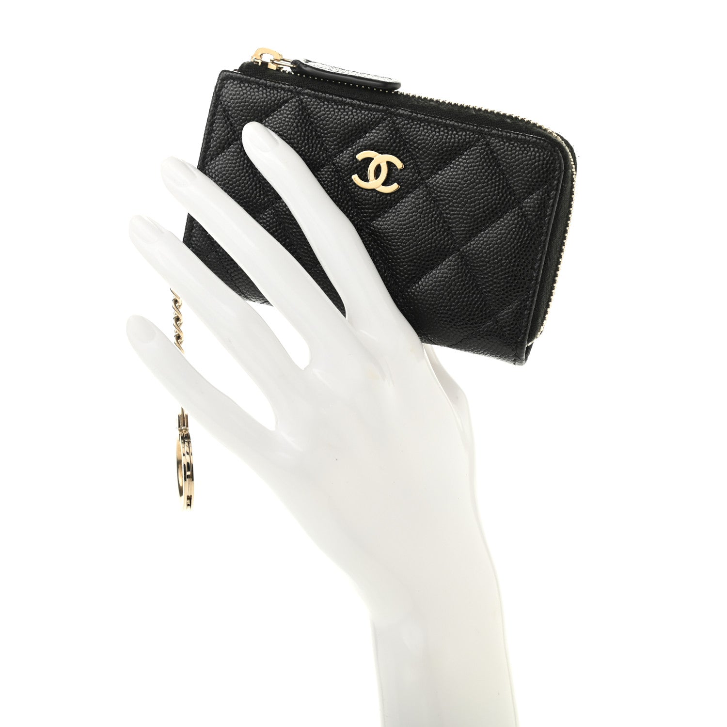 Chanel Caviar Quilted Zipped Key Holder Case Black 2 of 8