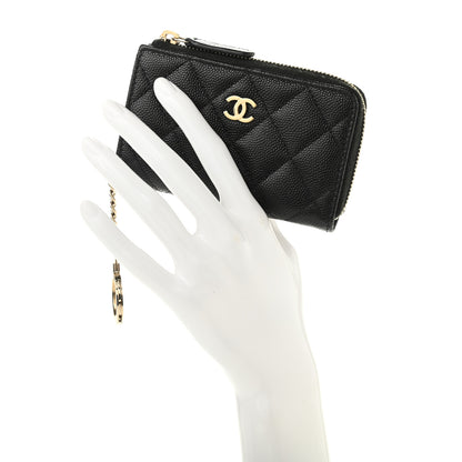 Chanel Caviar Quilted Zipped Key Holder Case Black 2 of 8