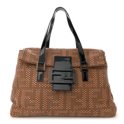Fendi Canvas Patent Calfskin Woven Forever Shoulder Bag Mou Black 1 of 13