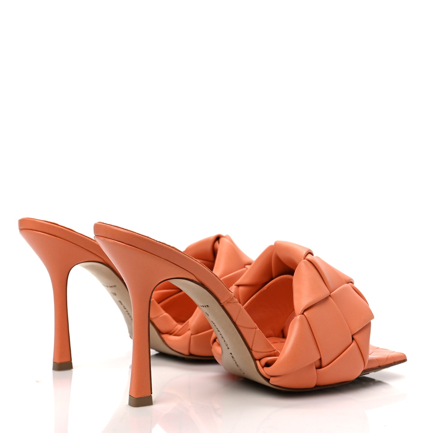 Nappa Maxi Intrecciato Lido Mule Sandals 40 Papaya