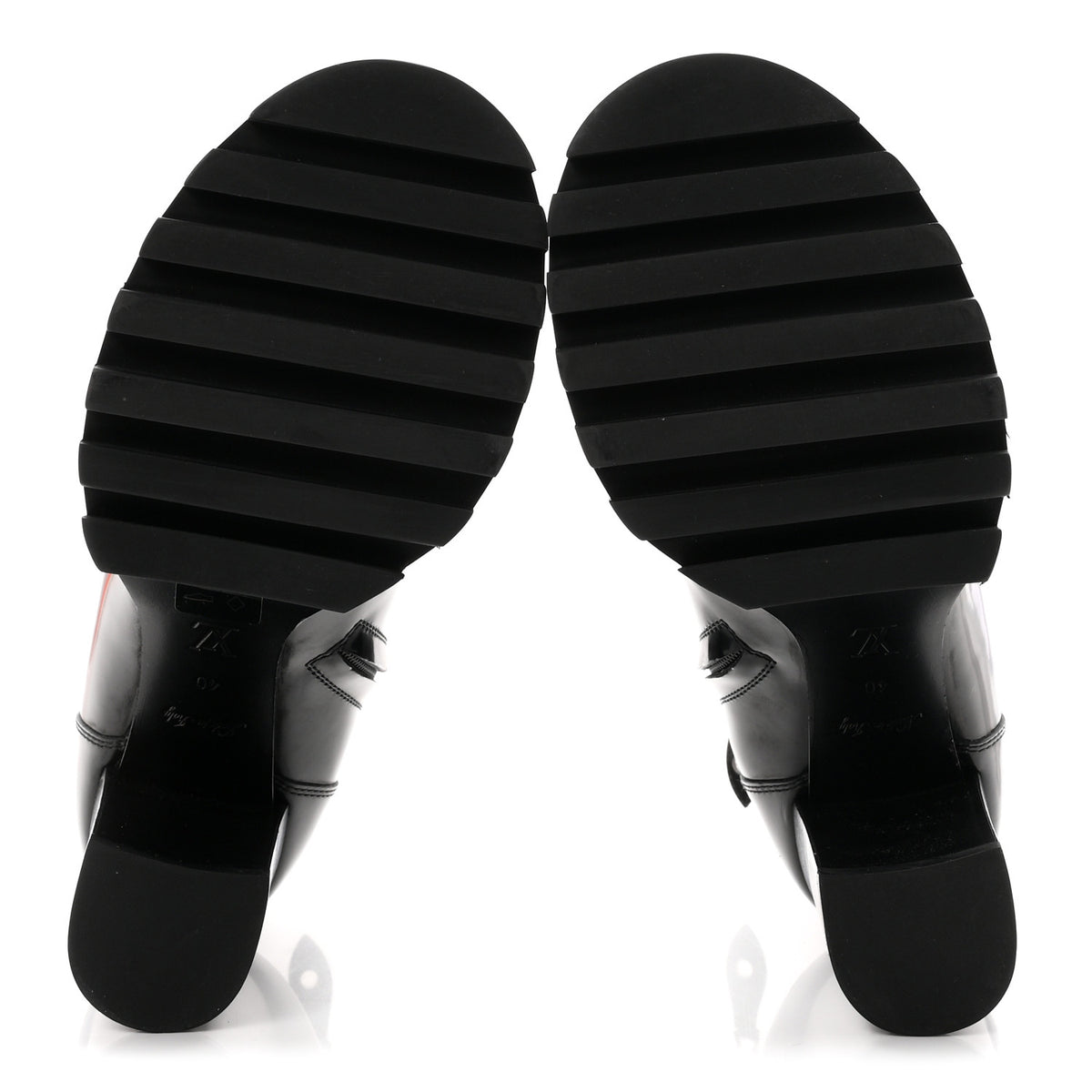Glazed Calfskin Star Trail Ankle Boots 40 Black