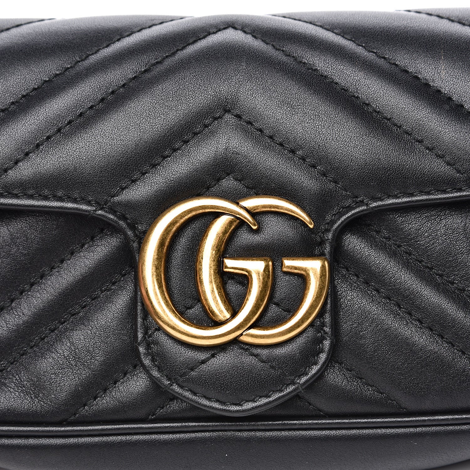 Gucci Calfskin Matelasse Super Mini GG Marmont Shoulder Bag Black 10 of 16