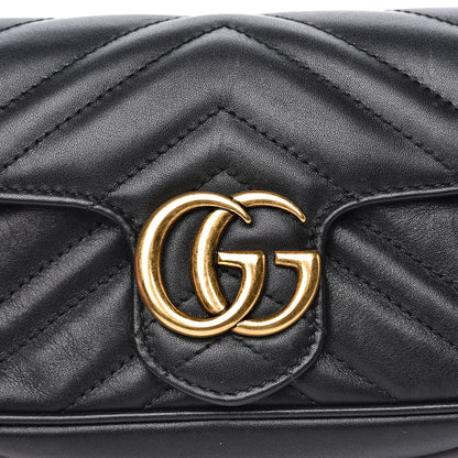 Gucci Calfskin Matelasse Super Mini GG Marmont Shoulder Bag Black 10 of 16
