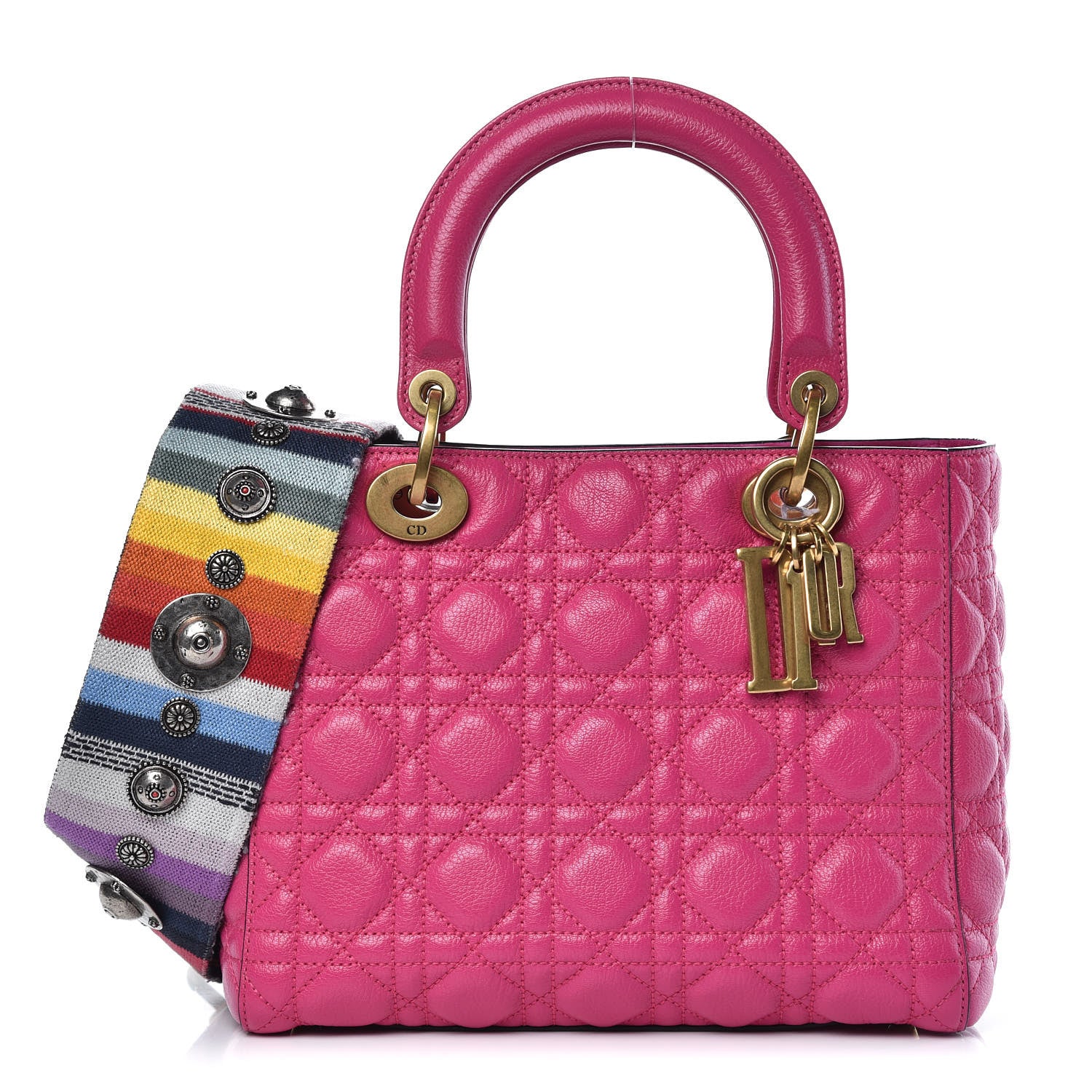 Christian Dior Goatskin Cannage Medium Lady Dior Fuchsia 1 of 10