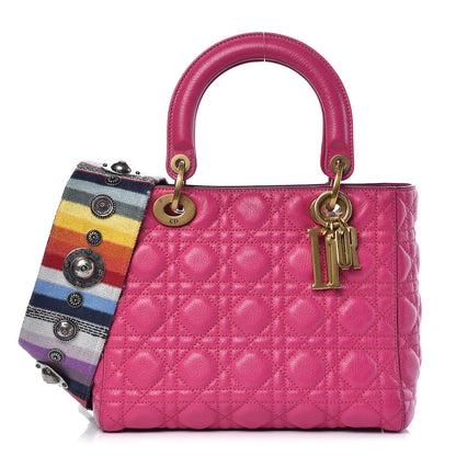 Christian Dior Goatskin Cannage Medium Lady Dior Fuchsia 1 of 10