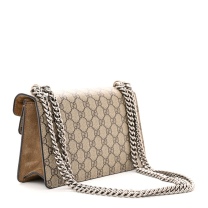 Gucci GG Supreme Monogram Suede Crystal Small Dionysus Shoulder Bag Beige Ebony Taupe 3 of 11