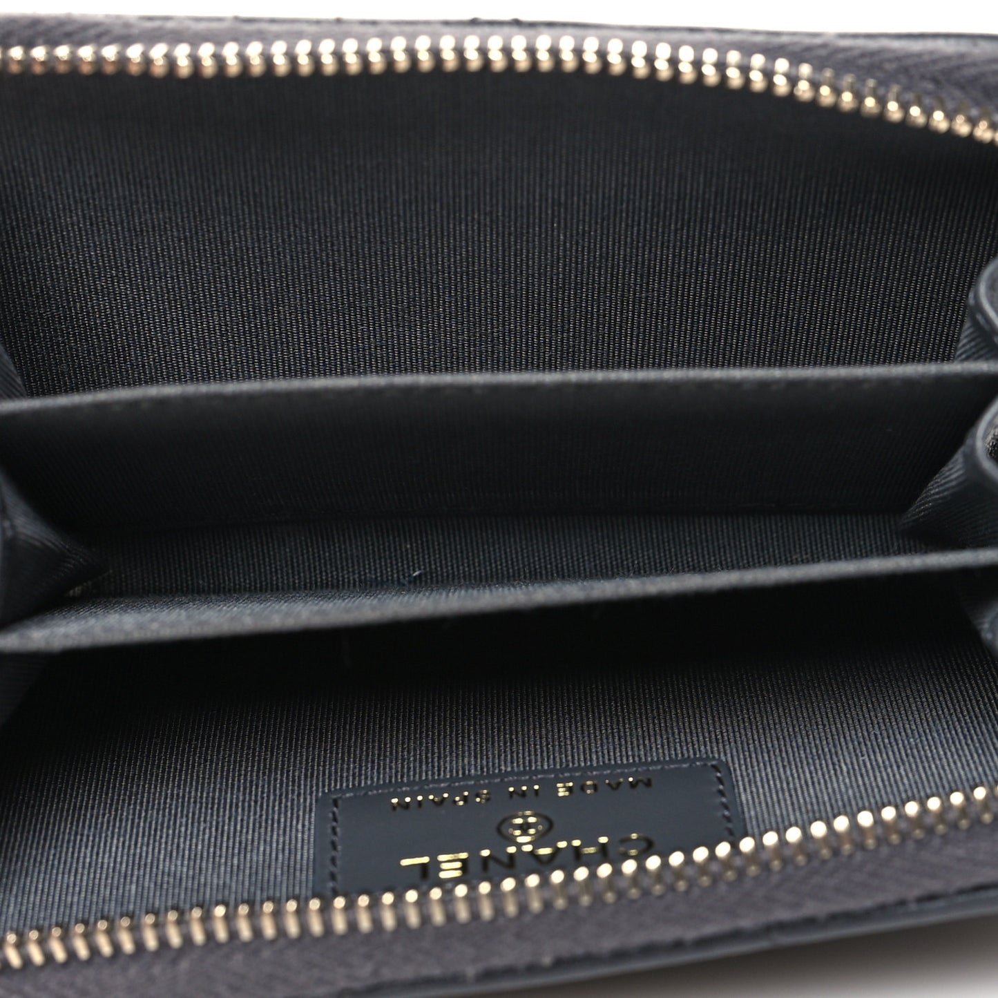 Lambskin Quilted Chanel 19 Zip Around Coin Purse Wallet Dark Grey