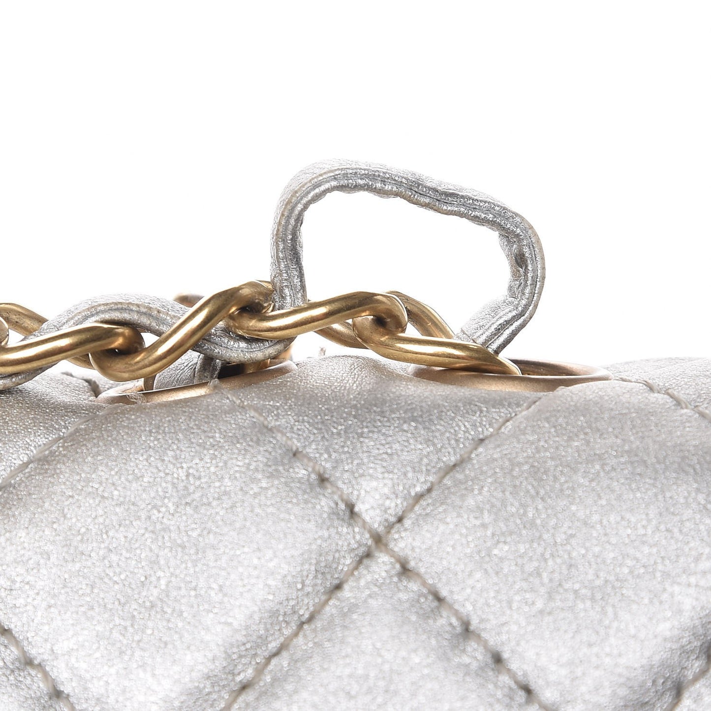 Metallic Lambskin Quilted Jumbo Single Flap Silver