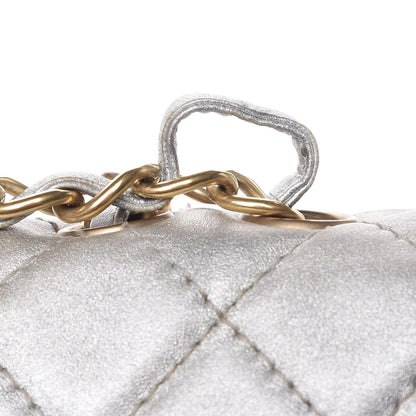 Chanel Metallic Lambskin Quilted Jumbo Single Flap Silver 12 of 15