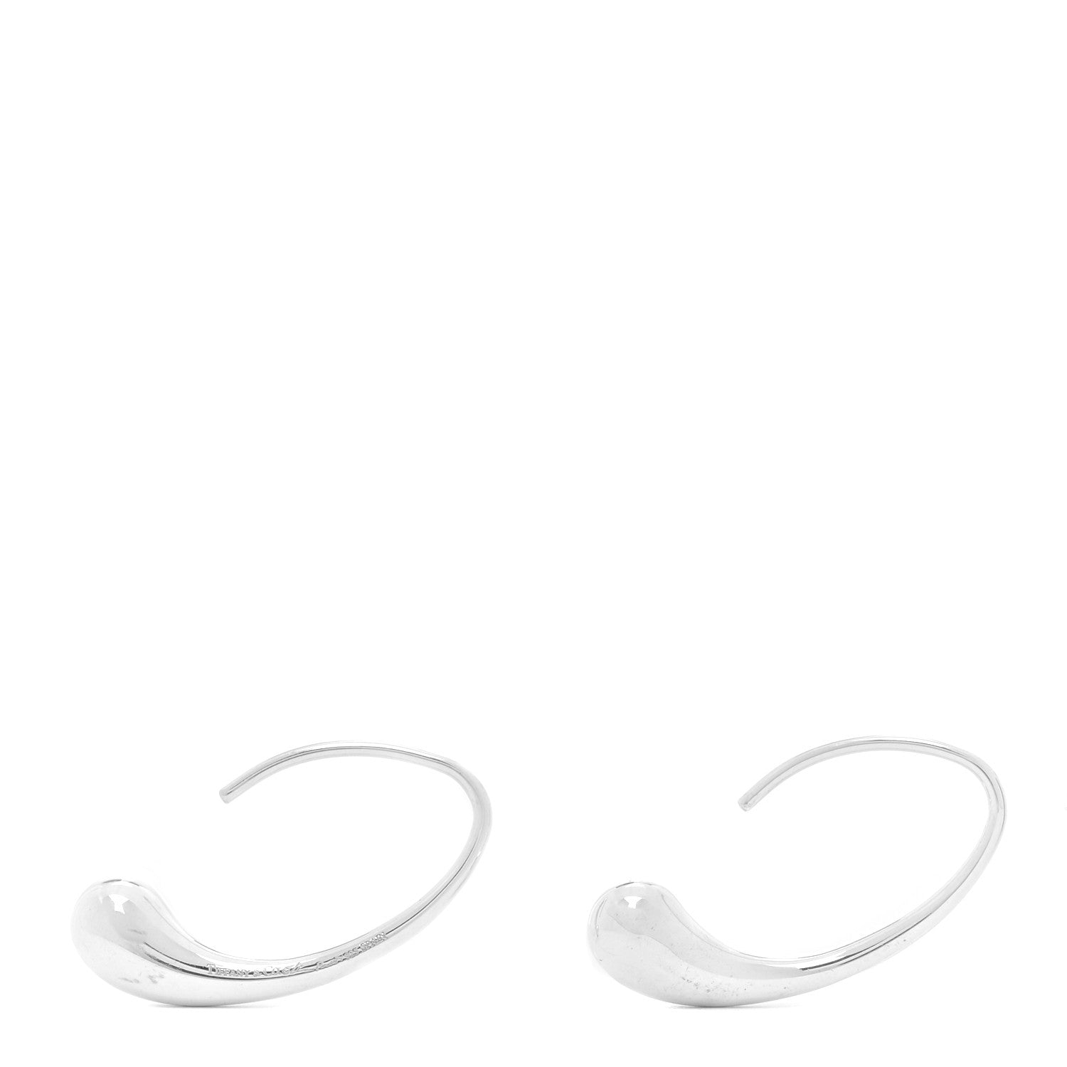 Tiffany Sterling Silver Elsa Peretti Teardrop Hoop Earrings 3 of 4