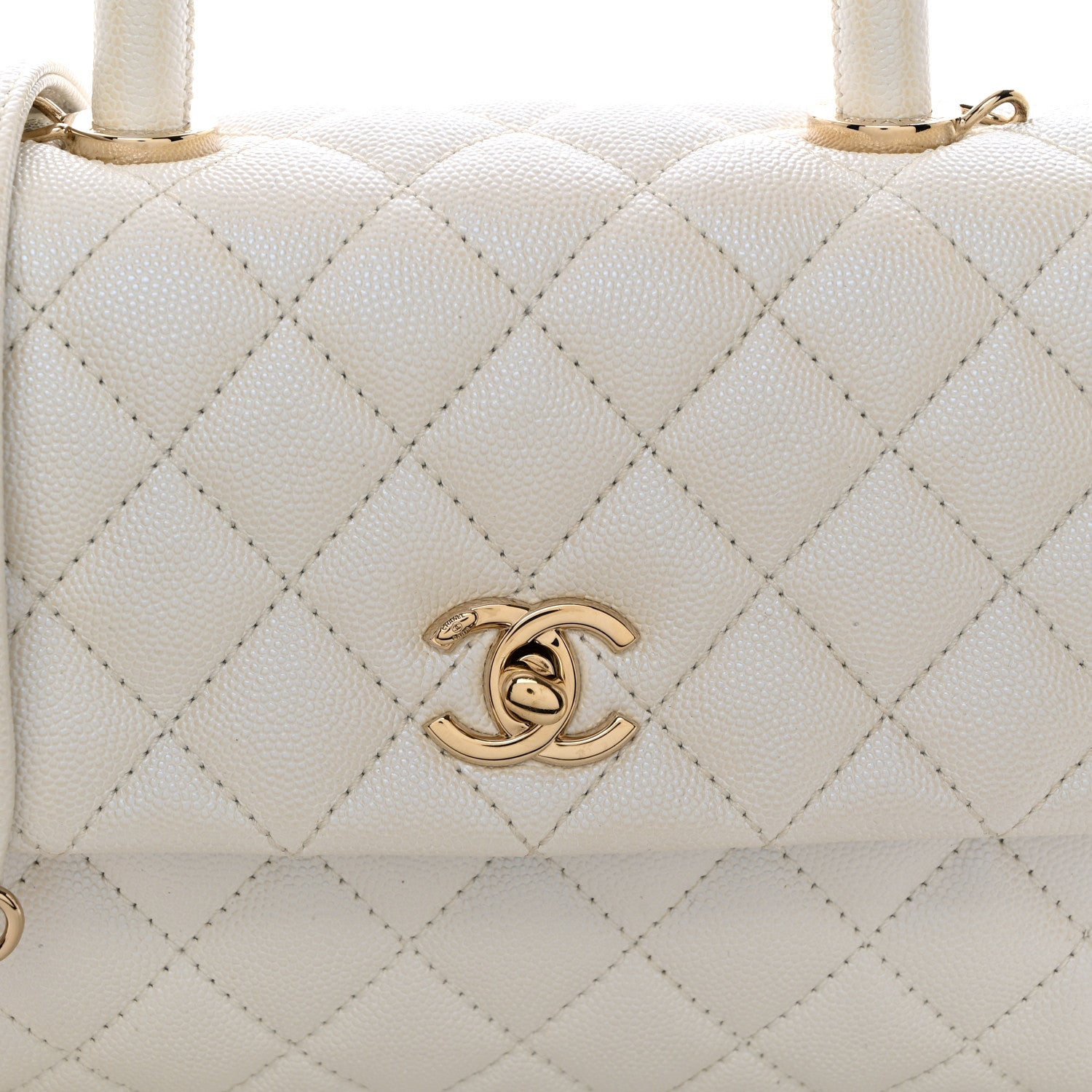 Chanel Iridescent Caviar Quilted Mini Coco Handle Flap White 8 of 10