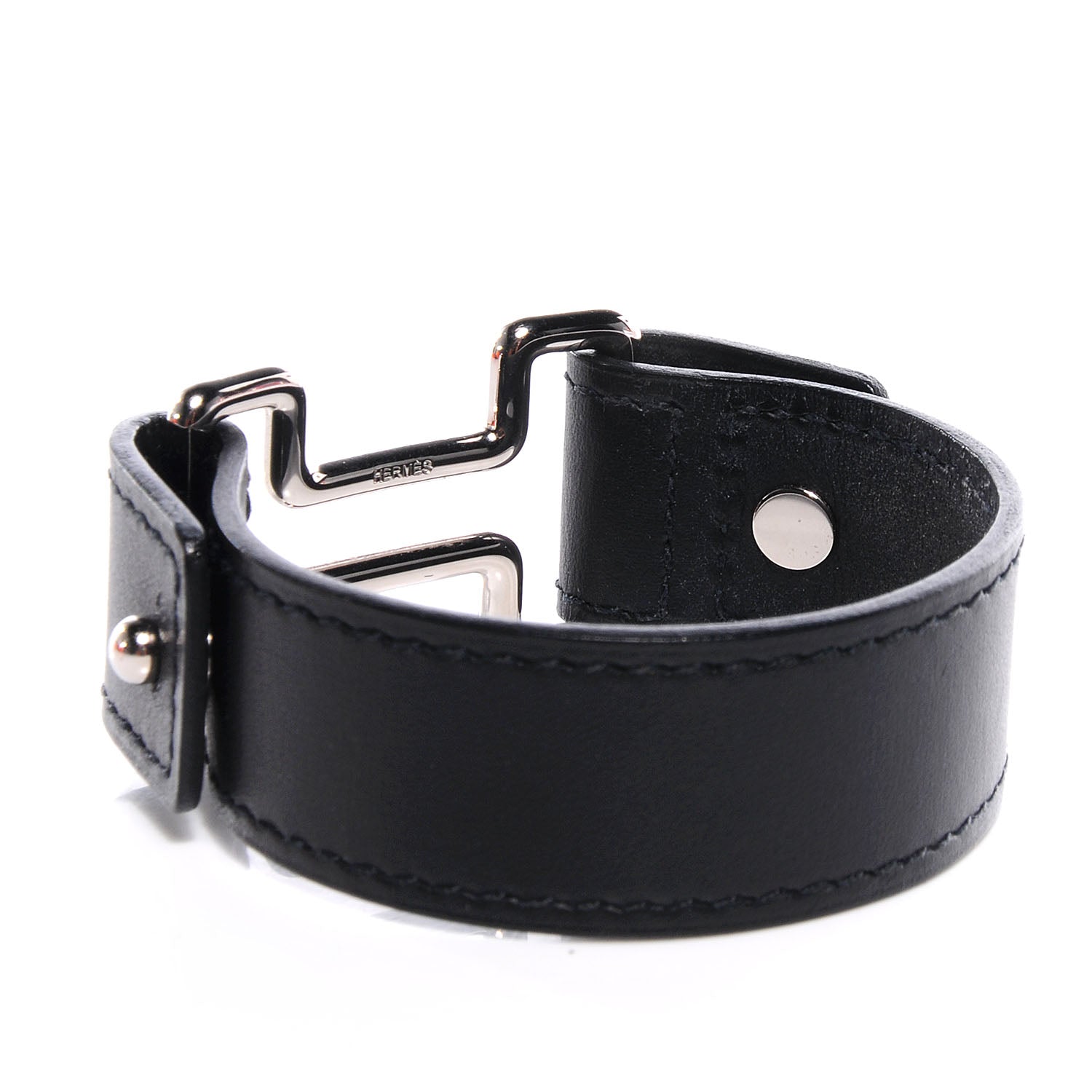 Hermes Chamonix Leather Night Bracelet Black Small 3 of 7
