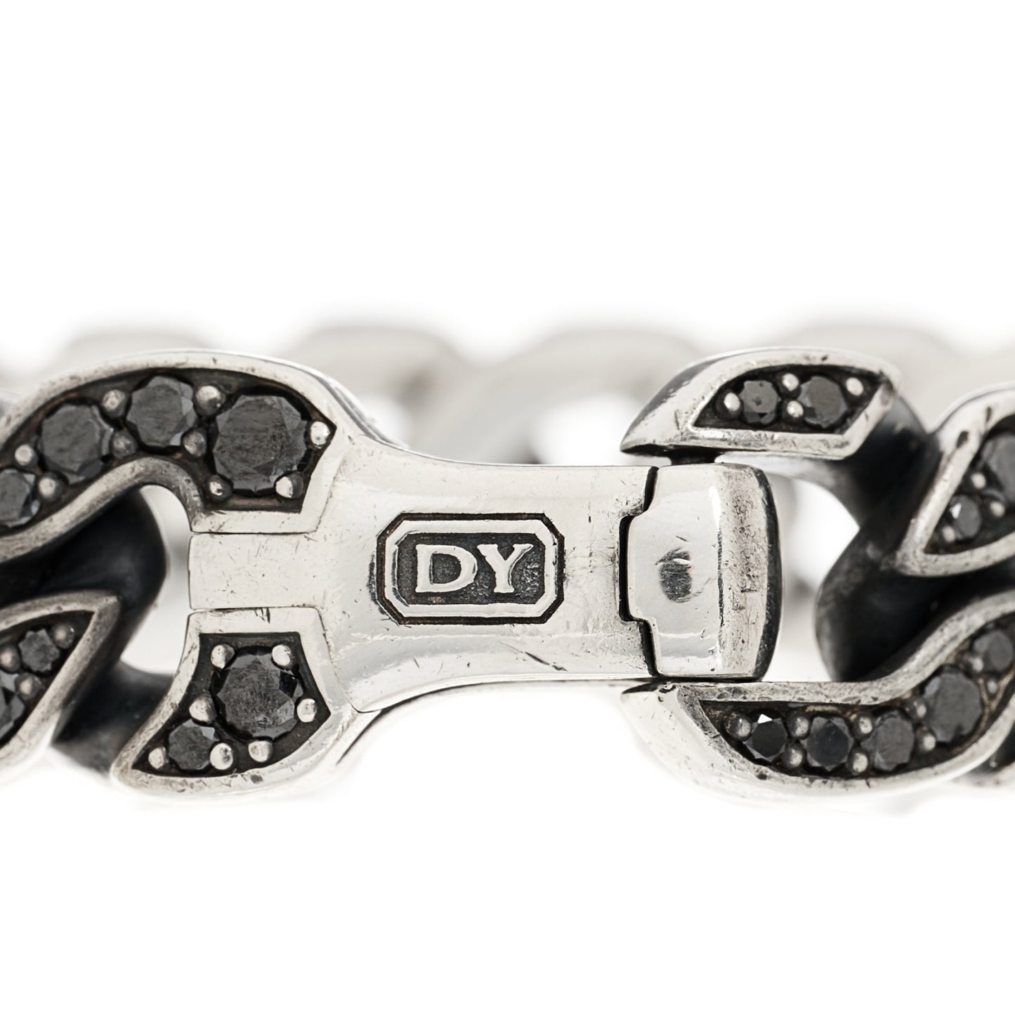 Sterling Silver Black Diamond Curb Chain Bracelet