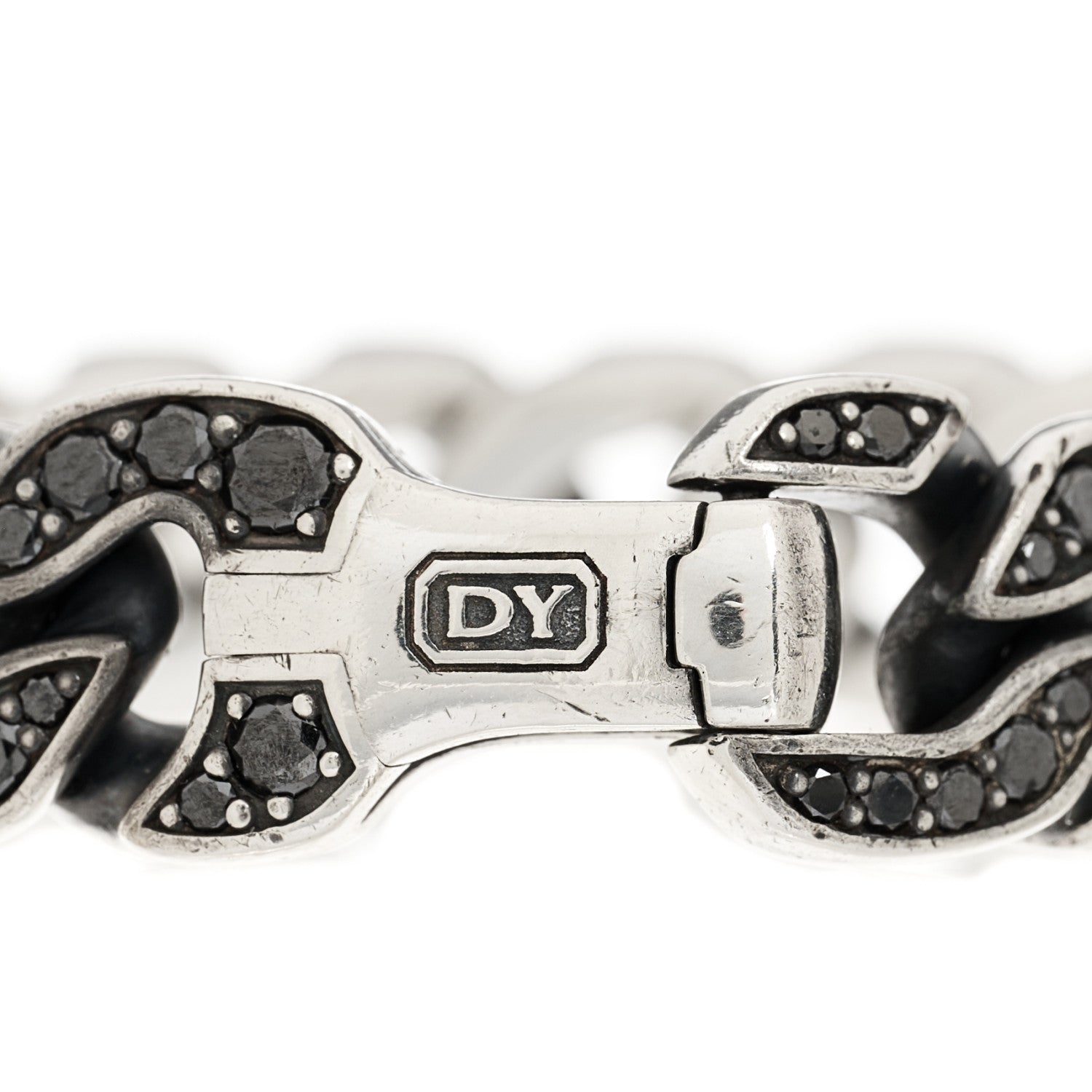 David Yurman Sterling Silver Black Diamond Curb Chain Bracelet 3 of 3