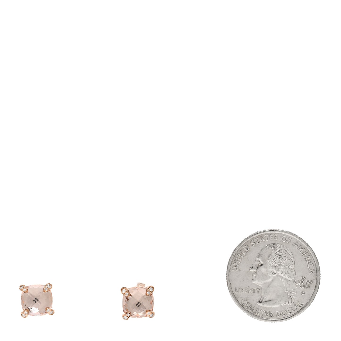 18K Rose Gold Diamond Morganite 8mm Chatelaine Earrings