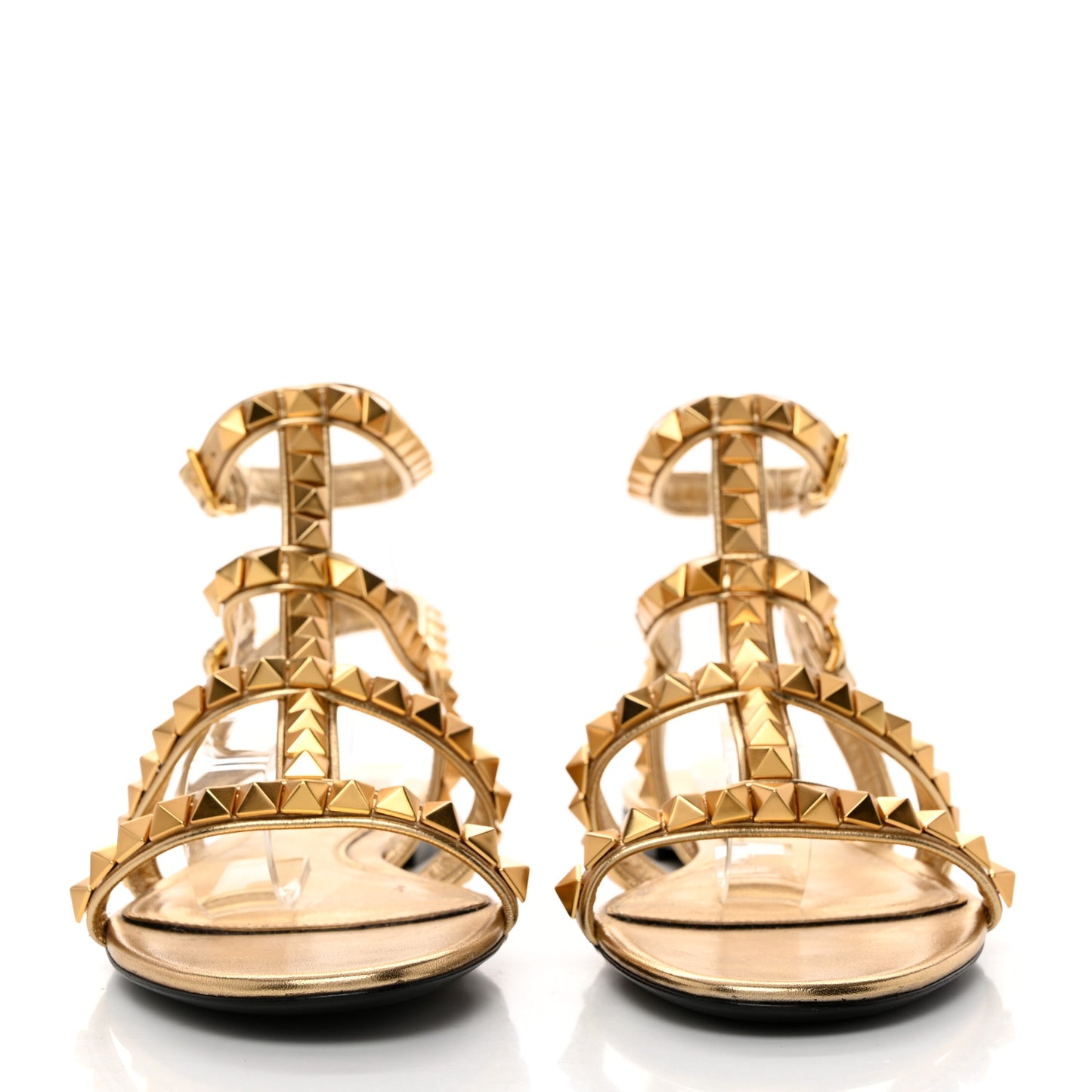 Metallic Calfskin Rockstud No Limit Sandals 40.5 Gold