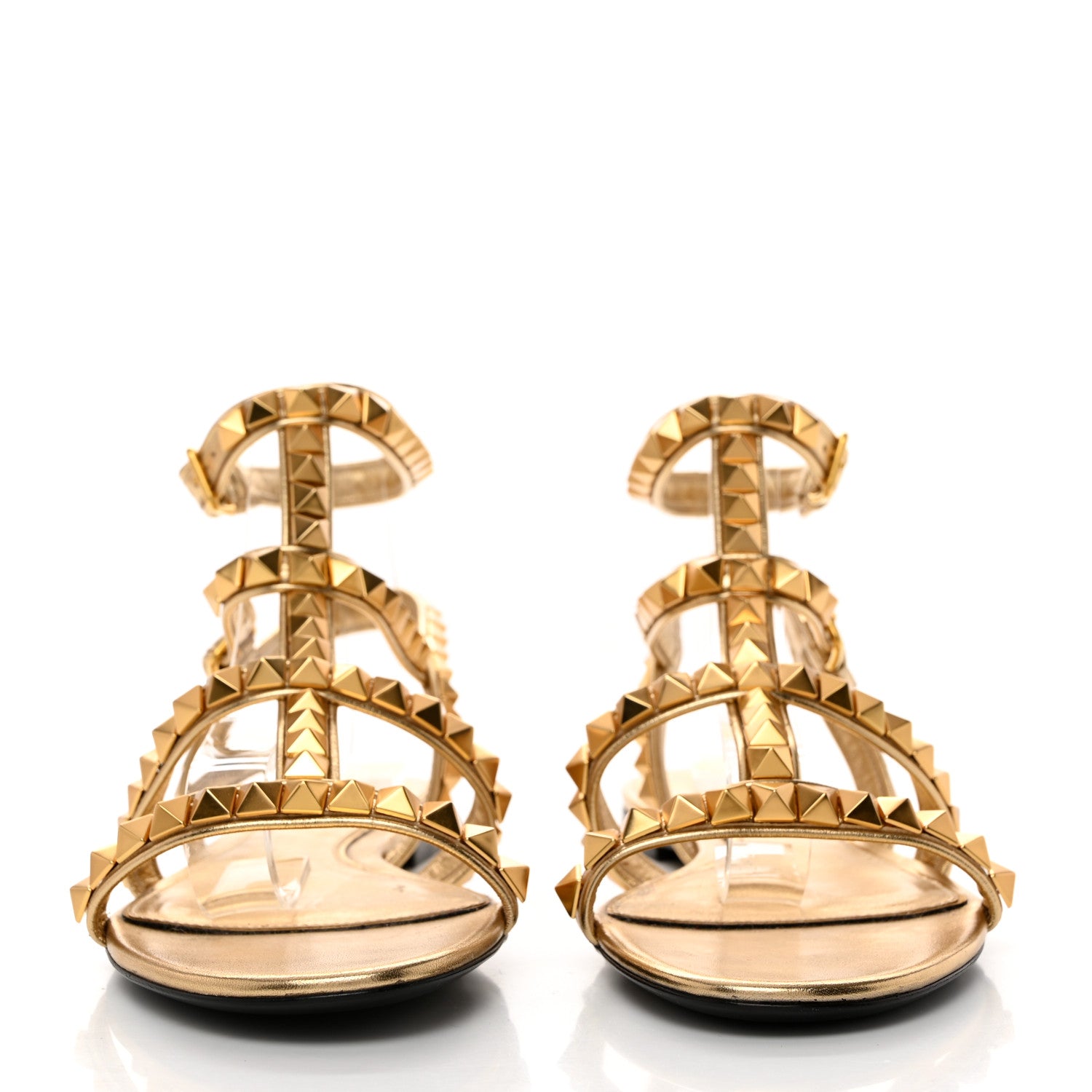 Valentino Garavani Metallic Calfskin Rockstud No Limit Sandals 40.5 Gold 2 of 8
